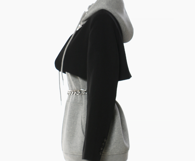 layered hoodie dress with chain belt – URBAN