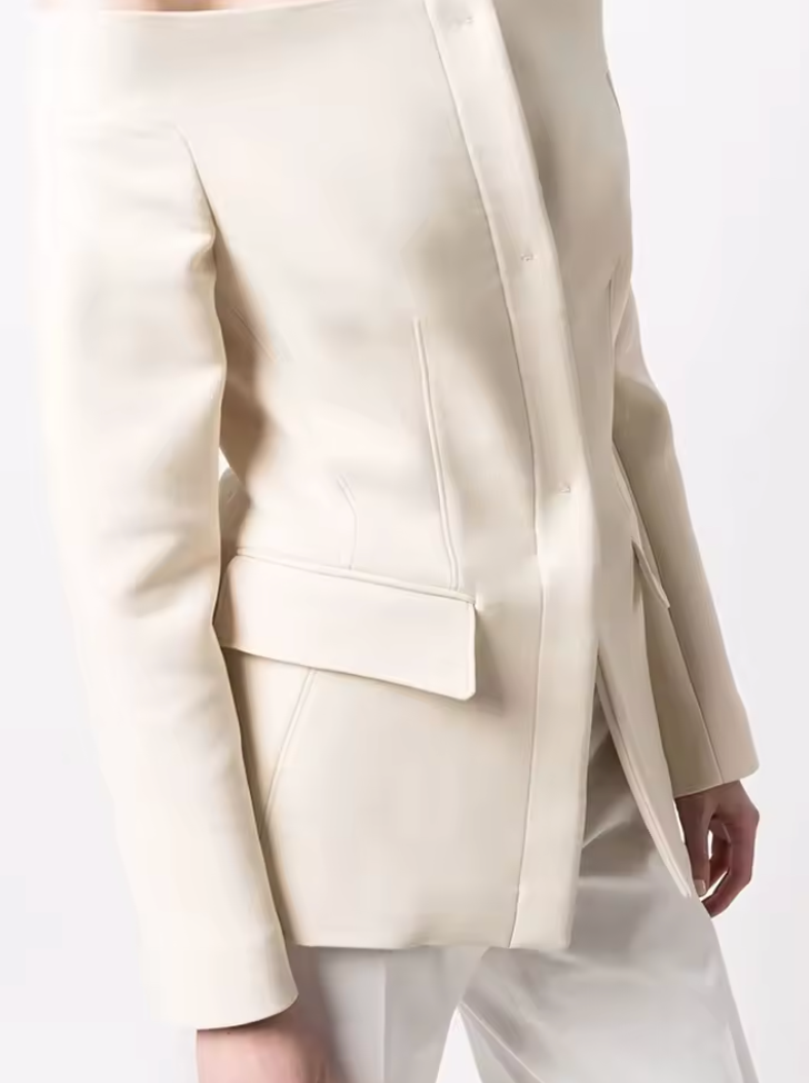 off-shoulder tailored blazer jacket – IVORY
