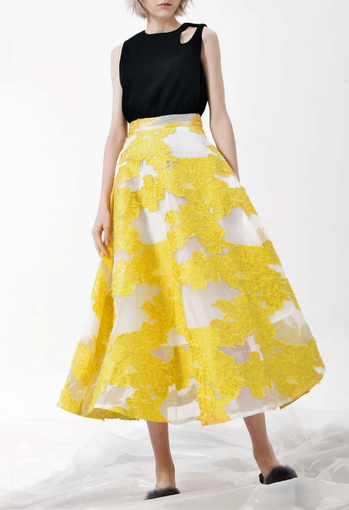 floral jacquard midi skirt – LUMINA