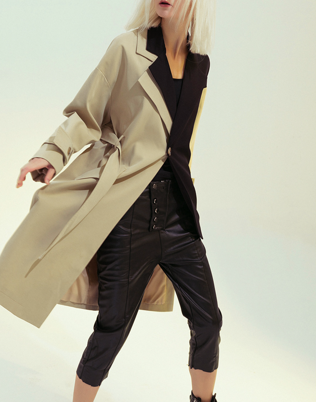 contrast panel tailored trench coat – DUALITY