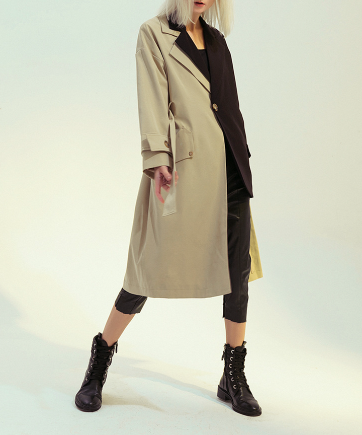contrast panel tailored trench coat – DUALITY