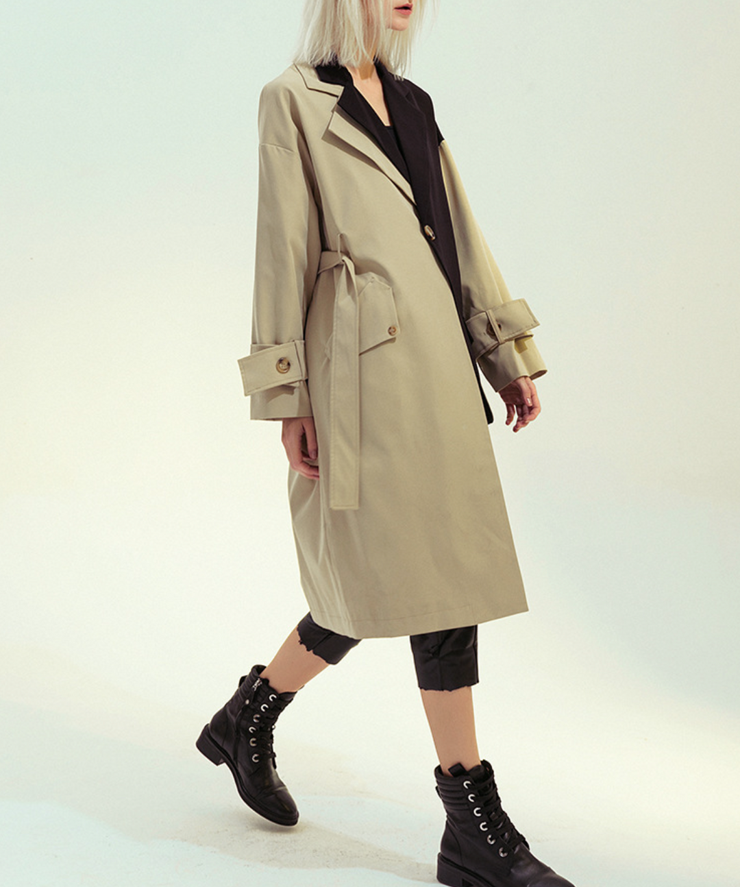 contrast panel tailored trench coat – DUALITY