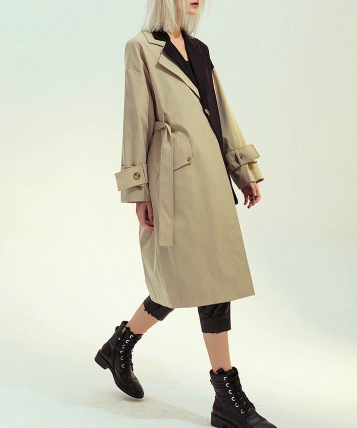 contrast panel tailored trench coat – DUALITY