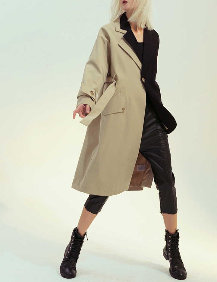 contrast panel tailored trench coat – DUALITY