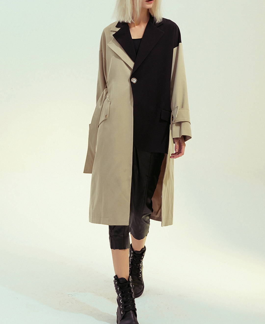 contrast panel tailored trench coat – DUALITY