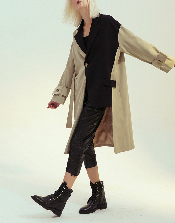 contrast panel tailored trench coat – DUALITY