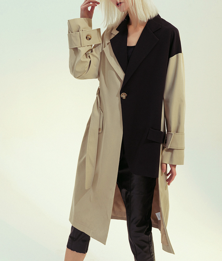 contrast panel tailored trench coat – DUALITY