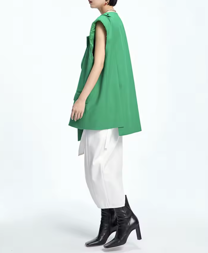 asymmetric sleeveless tailored blazer – EMERALD
