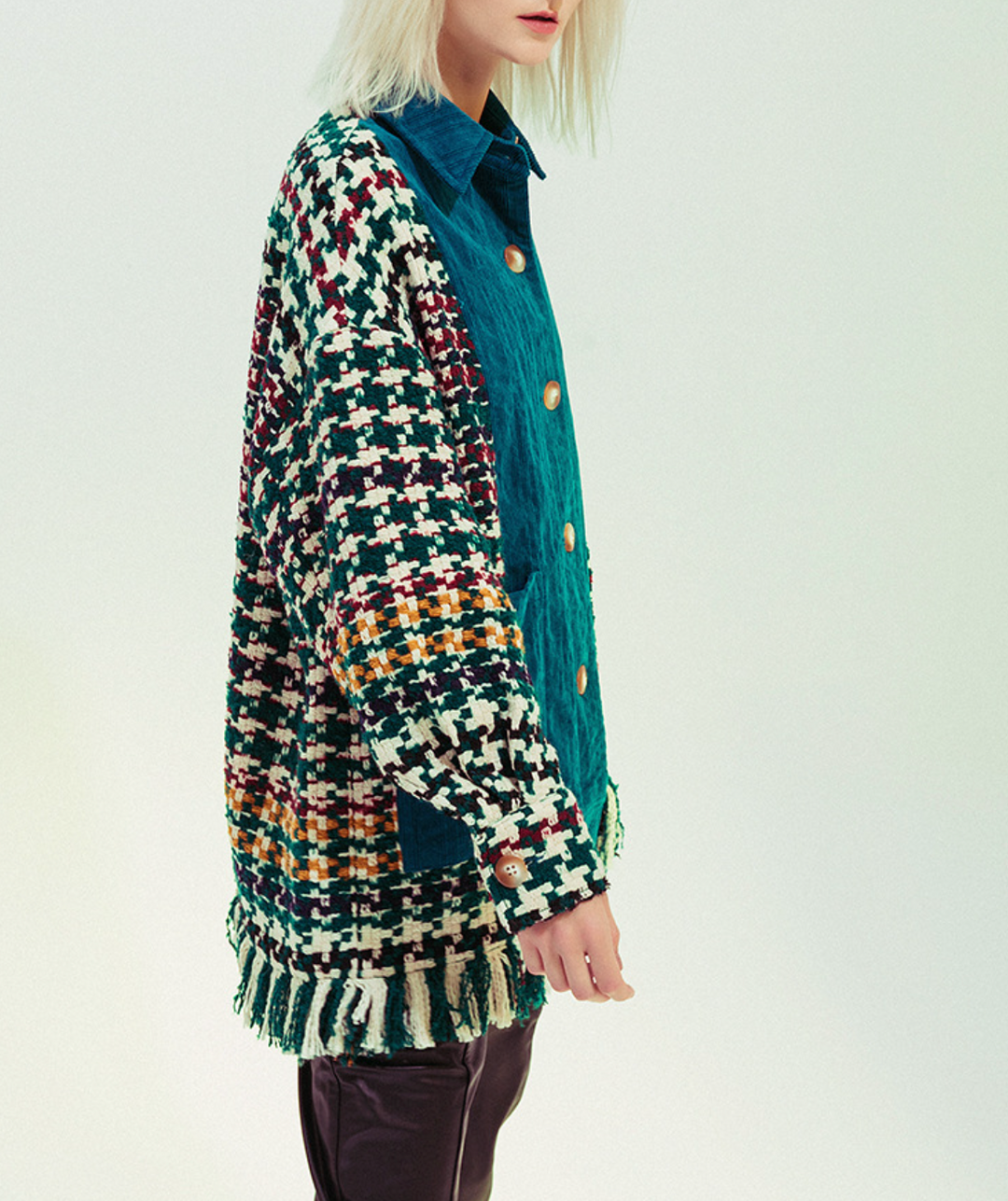 Patchwork Corduroy Fringe Jacket – EMERALD