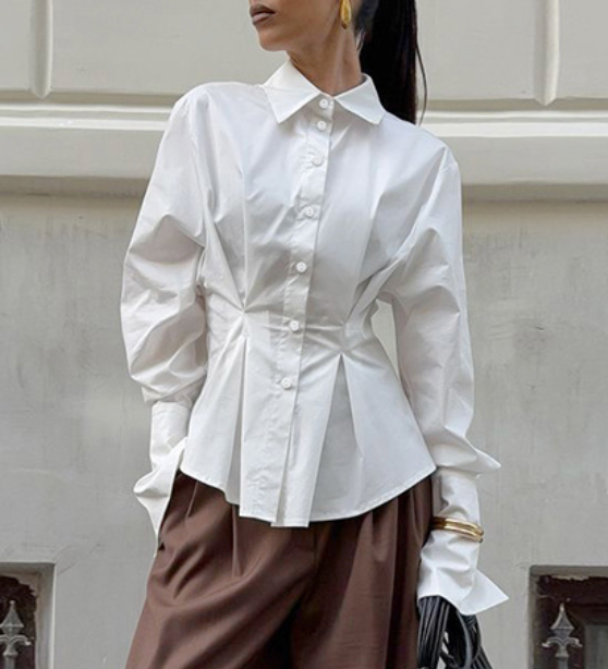 Tailored Long-Sleeve Button-Up Shirt – ELYSE