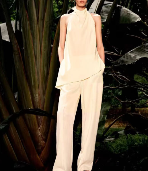 Halter Neck Draped Satin Top – IVORYA