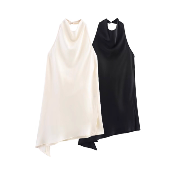 Halter Neck Draped Satin Top – IVORYA