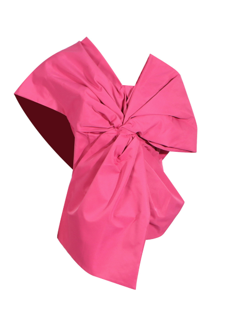 one-shoulder sculpted top with draped bow detail – ROSETTA