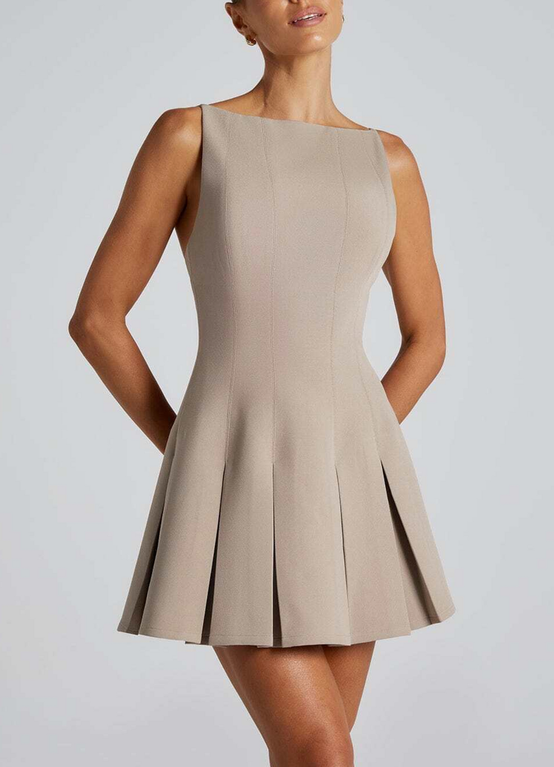 sleeveless fit-and-flare mini dress with pleated skirt – COCOA