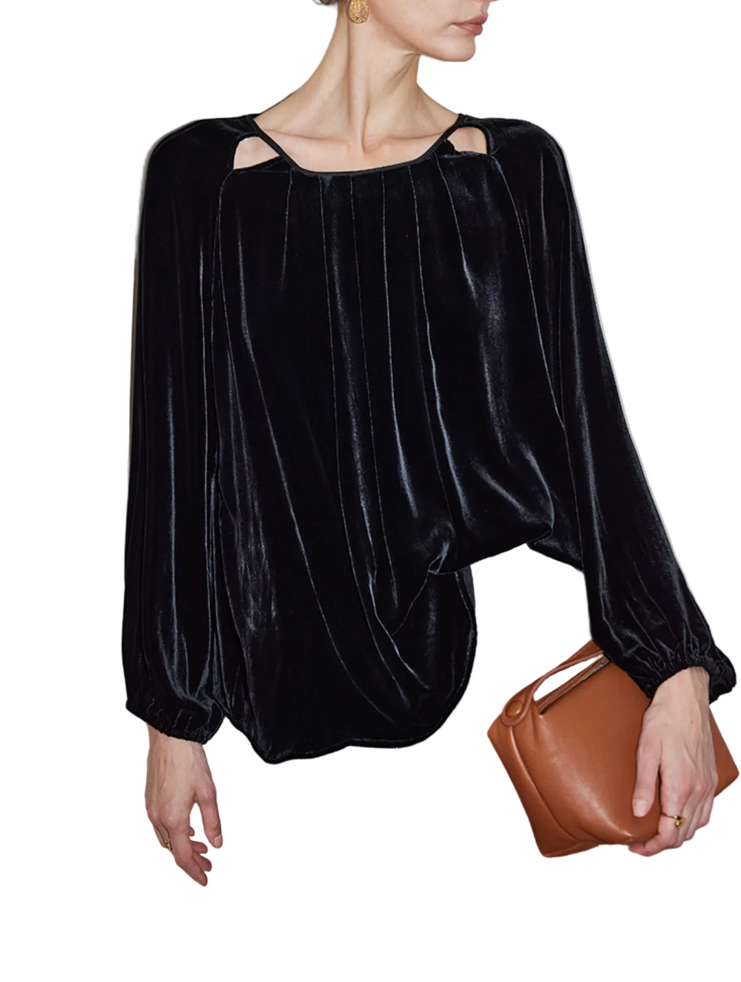 Velvet Cut-Out Neckline Blouse – STORE