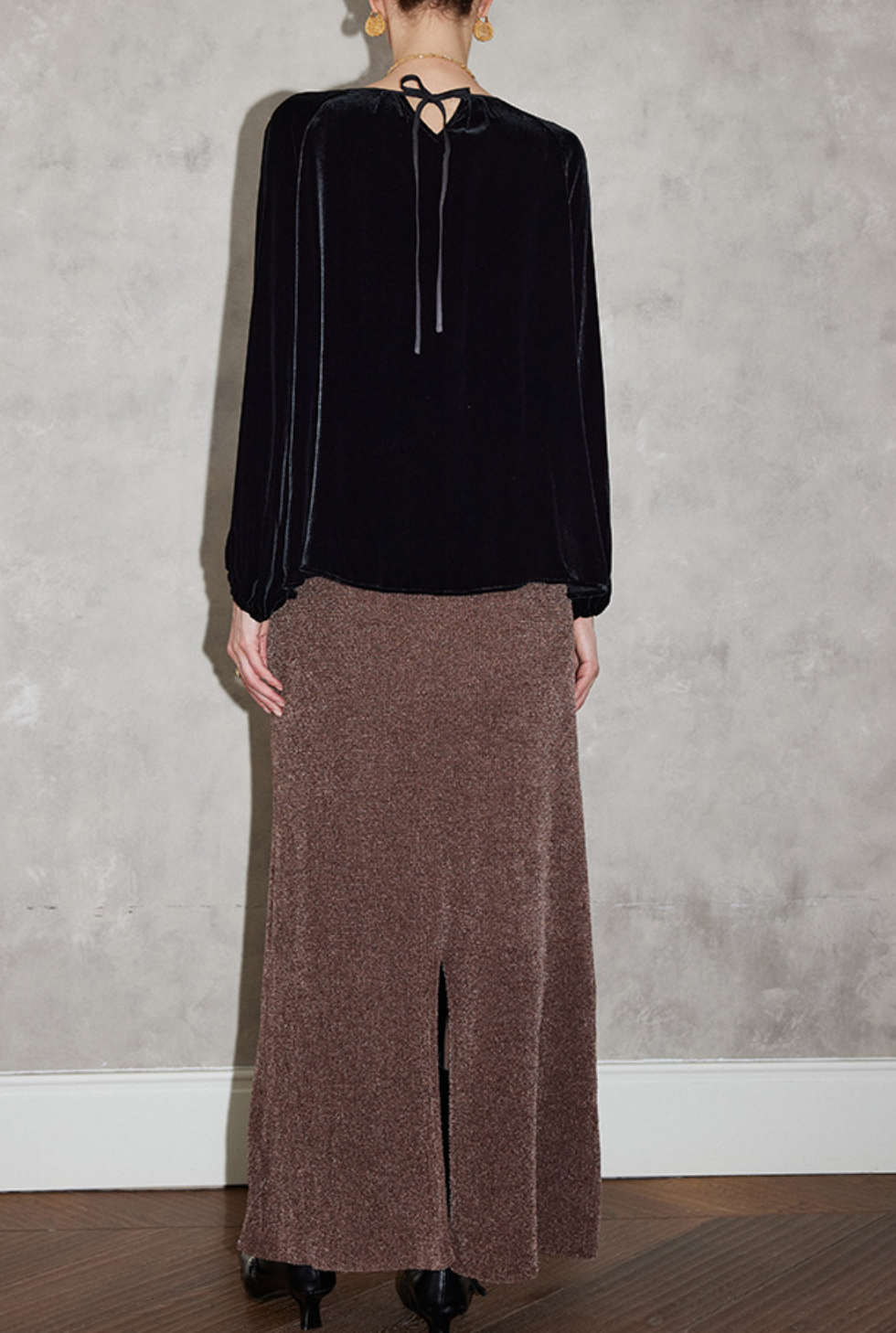 Velvet Cut-Out Neckline Blouse – STORE