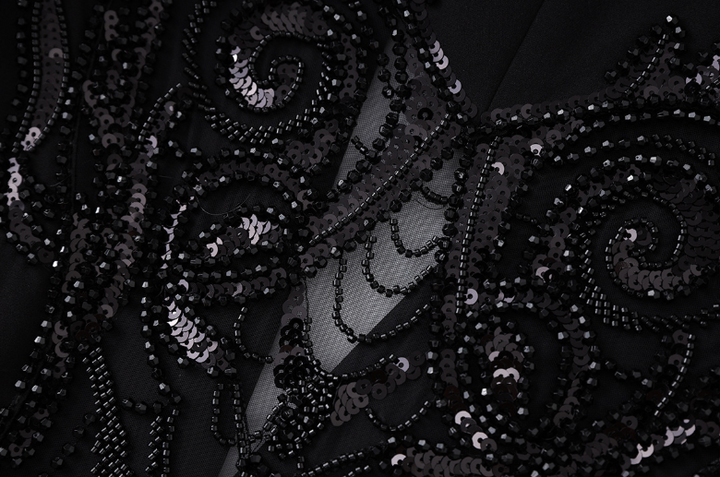 tailored deep-V blazer with embellished lace panels – MIDNIGHT