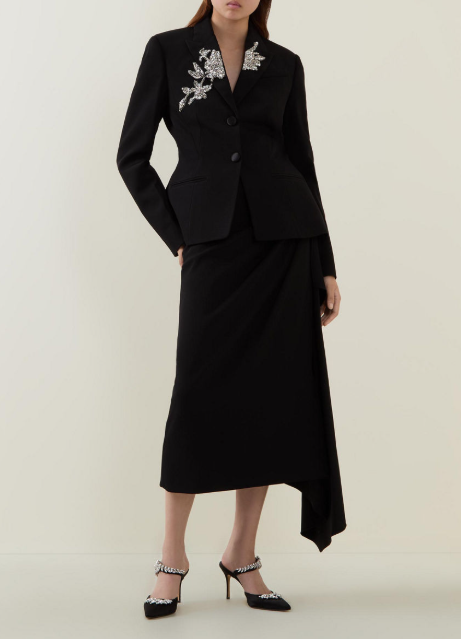 tailored blazer with crystal floral lapel embroidery – BLOSSOM