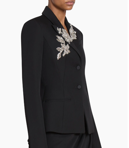 tailored blazer with crystal floral lapel embroidery – BLOSSOM
