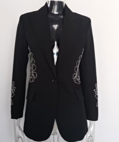 tailored blazer with crystal side embroidery – DUALA