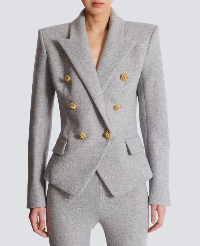 tailored double-breasted blazer with gold buttons – COMMAND
