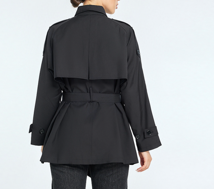 belted trench-style jacket with shoulder tabs – HAVEN