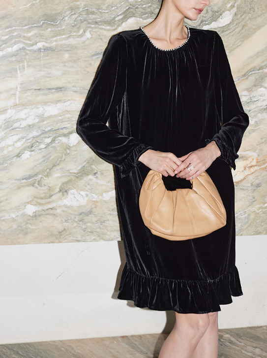 velvet mini dress with ruffled hem – SLIRA