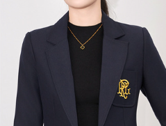 Classic tailored blazer with embroidered crest – ROYAL
