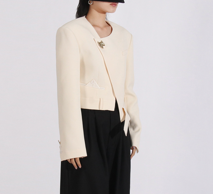 Asymmetric Tailored Jacket with Sculpted Waist – ELARA