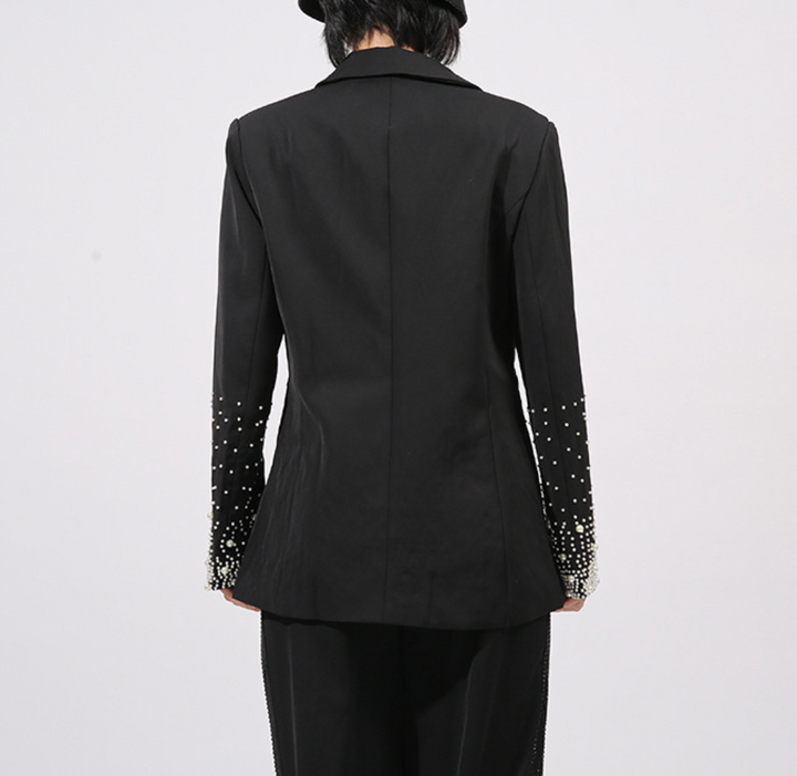 Embellished Tailored Blazer with Beaded Hem – PEARL