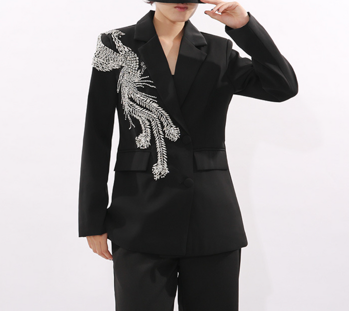 tailored blazer with crystal phoenix embroidery – PHOENIX
