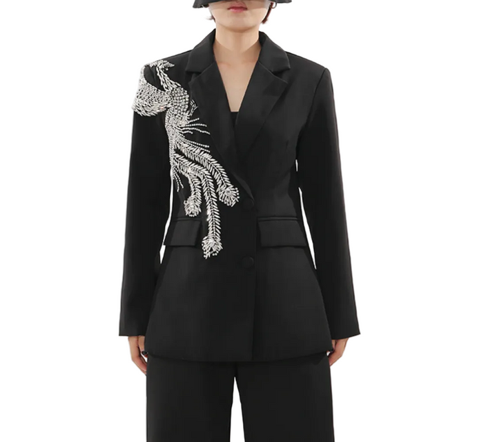 tailored blazer with crystal phoenix embroidery – PHOENIX