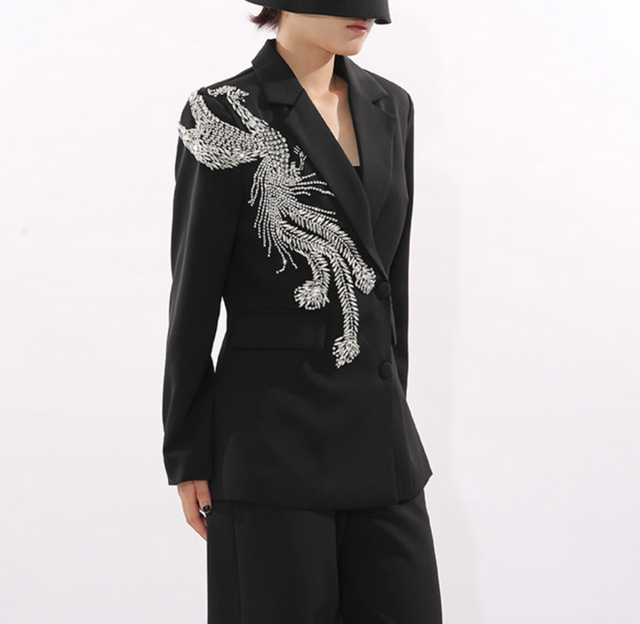 tailored blazer with crystal phoenix embroidery – PHOENIX