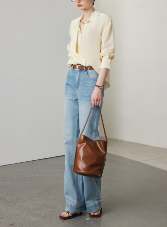 draped wrap blouse with relaxed collar – MIST