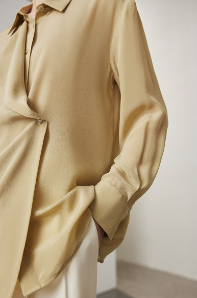 draped wrap blouse with relaxed collar – MIST