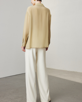 draped wrap blouse with relaxed collar – MIST