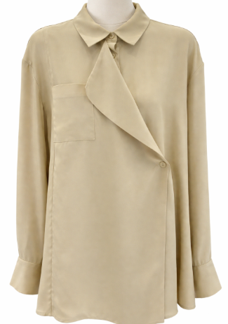 draped wrap blouse with relaxed collar – MIST