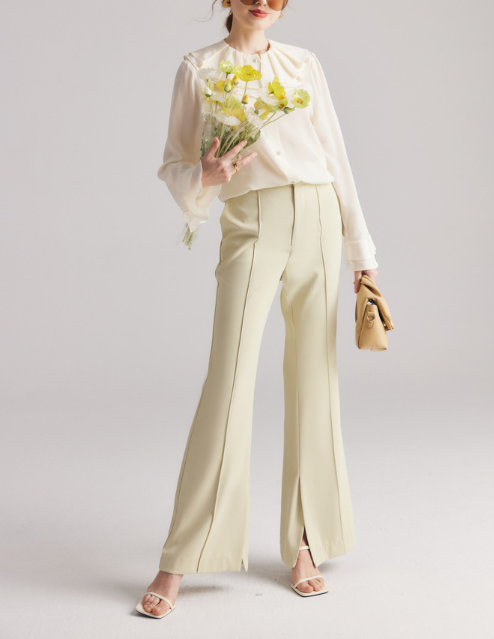 طقم مكون من بلوزة قصيرة وتنورة طويلة من الدانتيل الزهري - أزرق سماوي