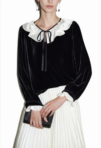 طقم مكون من بلوزة قصيرة وتنورة طويلة من الدانتيل الزهري - أزرق سماوي