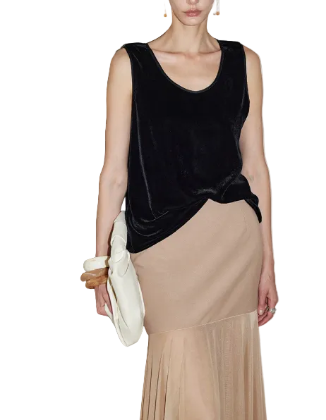 sleeveless velvet tank with fluid drape – ONYX