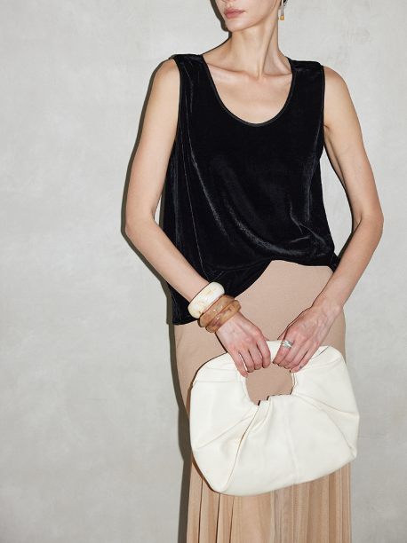 sleeveless velvet tank with fluid drape – ONYX
