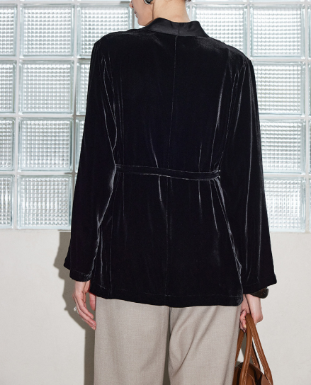 velvet open-front blazer with satin lapels – CHIC