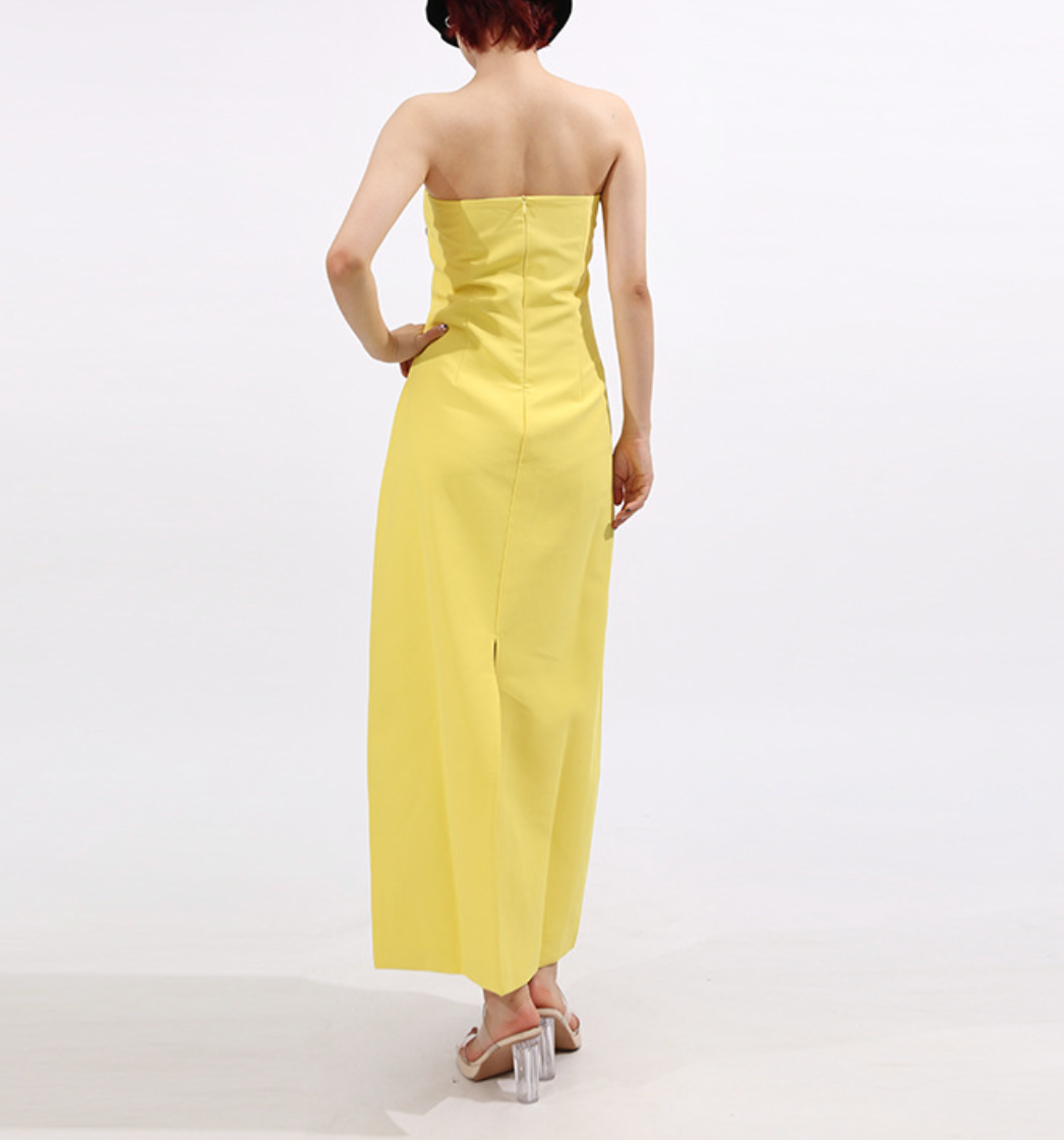 Strapless Column Maxi Dress with Floral Embroidery – IRIS