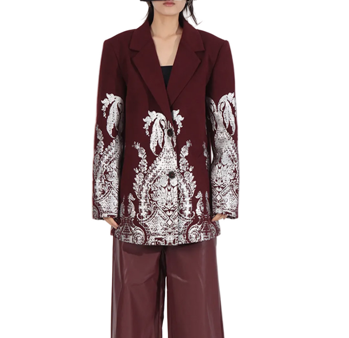 tailored blazer with ornate paisley print – BORDEAUX