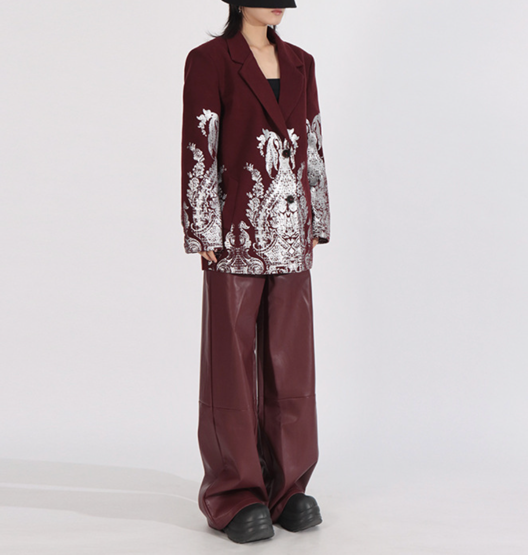 tailored blazer with ornate paisley print – BORDEAUX