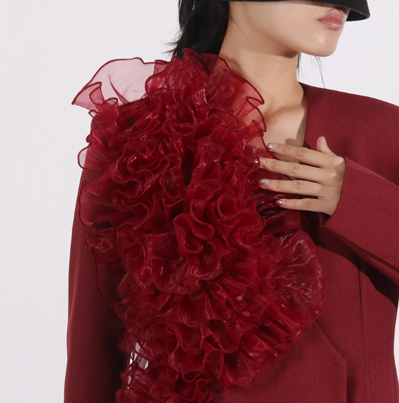 tailored blazer with dramatic ruffle detail – RUBINA