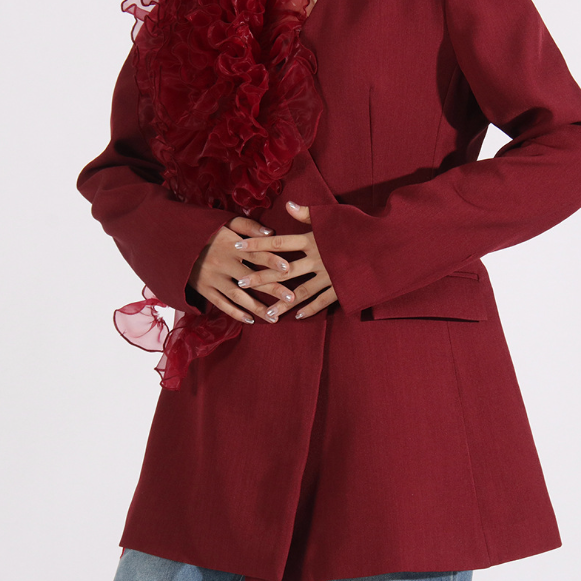 tailored blazer with dramatic ruffle detail – RUBINA