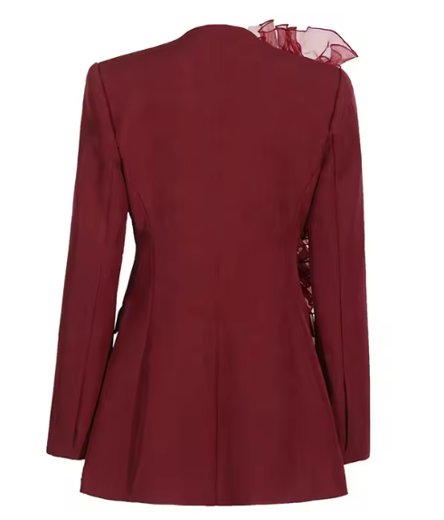 tailored blazer with dramatic ruffle detail – RUBINA