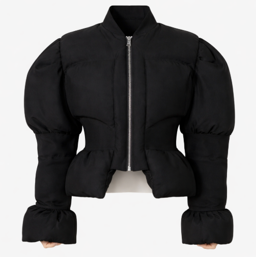 cropped padded jacket with sculpted sleeves – NOIRIX