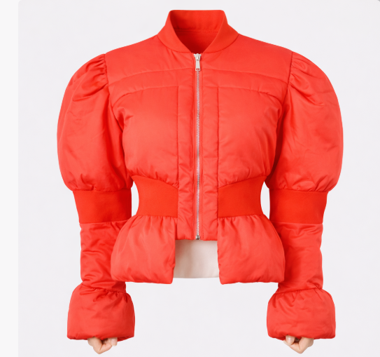 cropped padded jacket with sculpted sleeves – NOIRIX